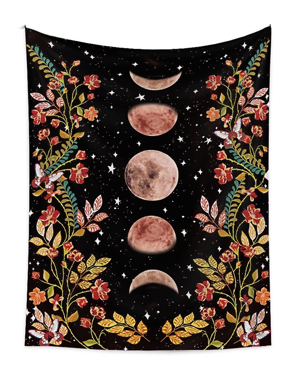 Flowers & Moon Phases tapestry