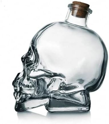 Skull glass bottle with cork 100 ml