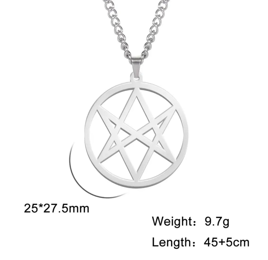Unicursal Hexagram in circle pendant
