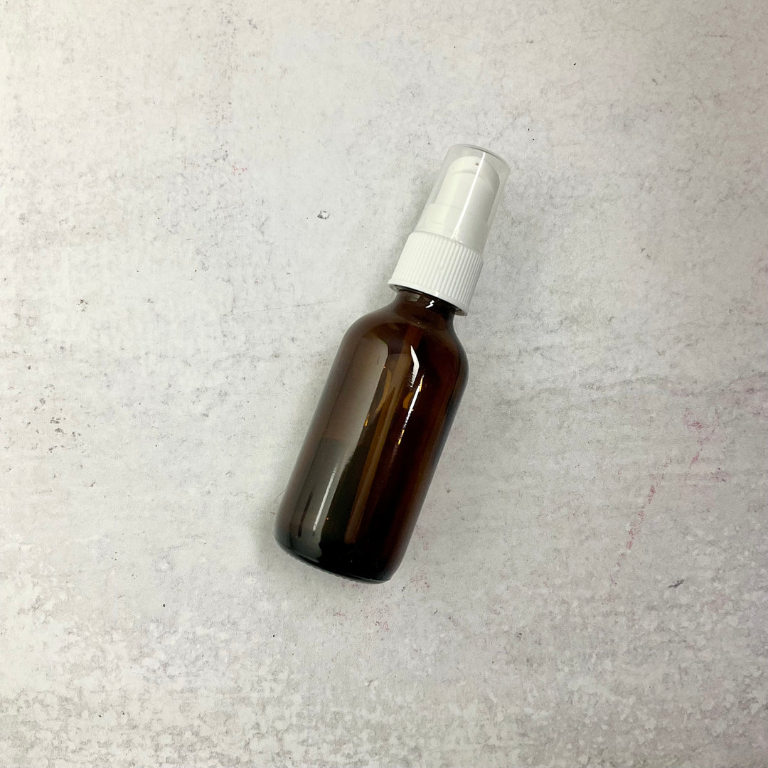 2 ounce amber bottle lotion/serum dispenser top