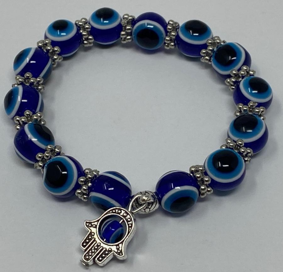 Evil Eye Beads with Hamsa Hand Charm Bracelet