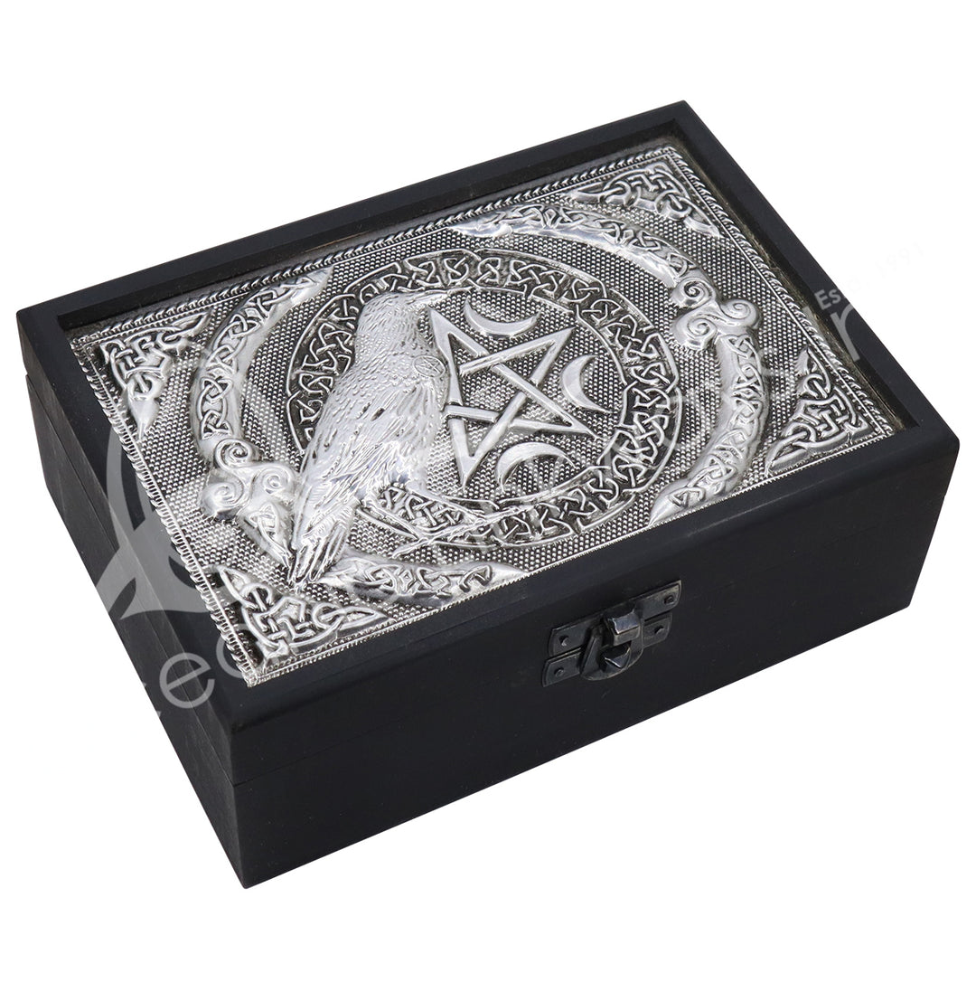 Wood & metal box – Raven And Pentacle 5X7″