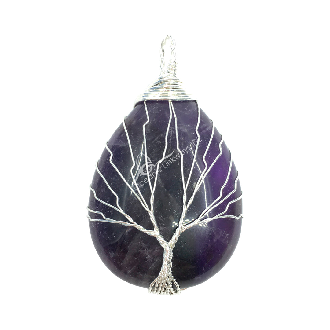 Amethyst Tree of Life silver wire wrapped Necklace