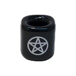 Chime Ceramic Holder Black with Silver Pentacle