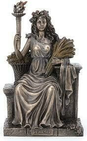 Demeter Greek goddess bronzed statue