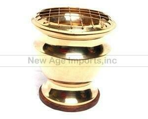 Brass Screen Charcoal Burner 4"H with Coaster