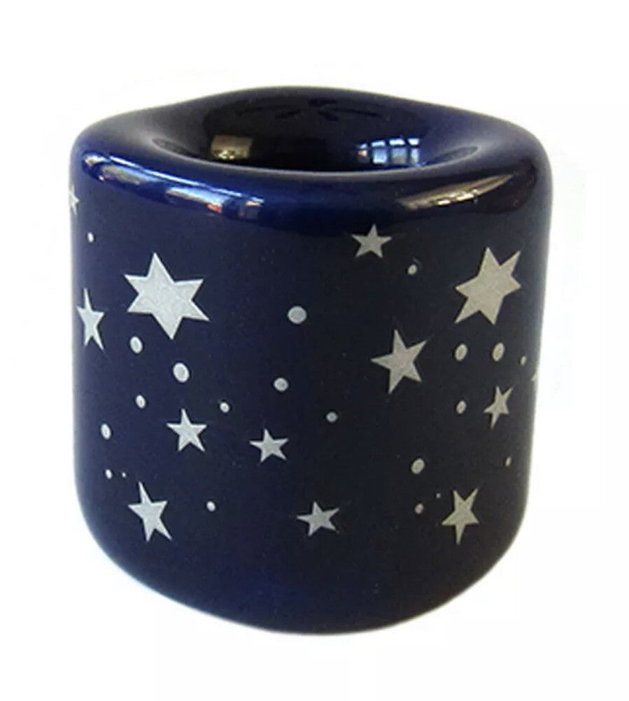 Chime Candle Holder- Blue with Silver Stars