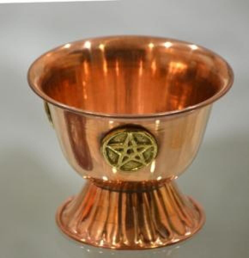 Pentagram Copper Offering Bowl with Base 4"D
