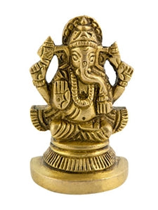 Lord Ganesh Brass Statue - 2"H, 1.25"W