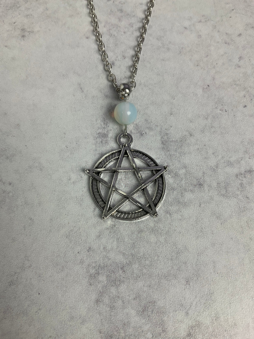 Pentagram with Opalite bead pendant