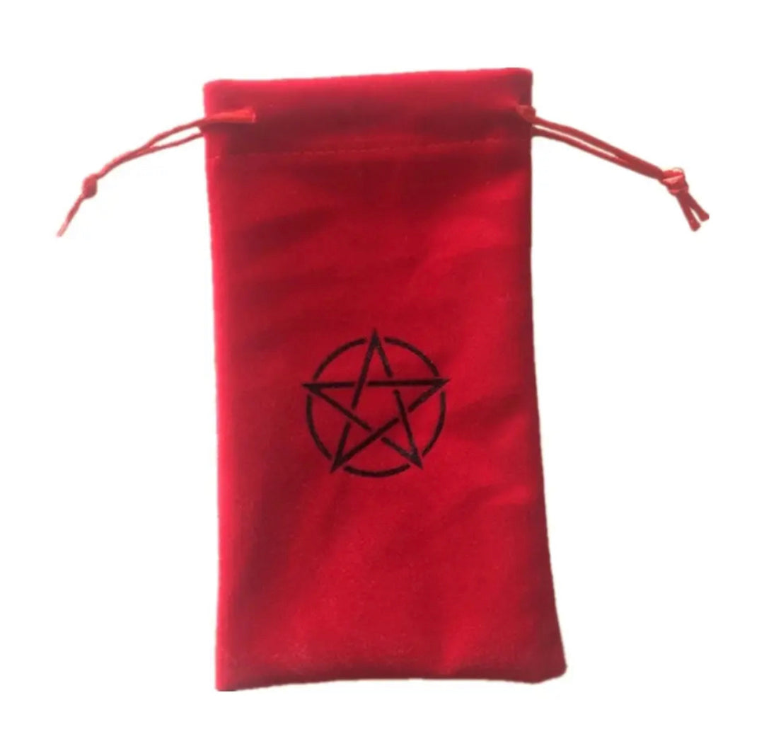 Red Pentagram velvet tarot bag