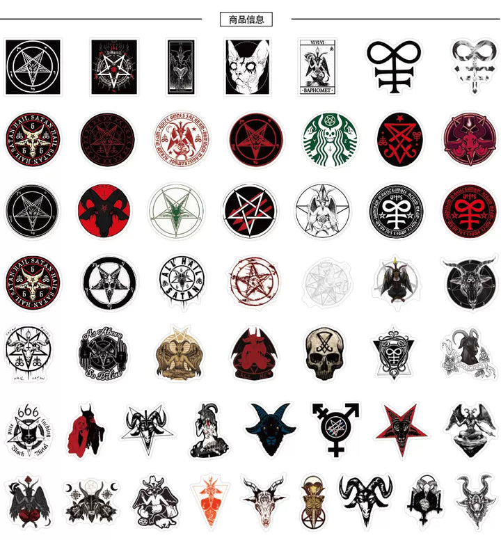 Baphomet/Lucifer/Satanism/Dark Witchcraft assorted sticker